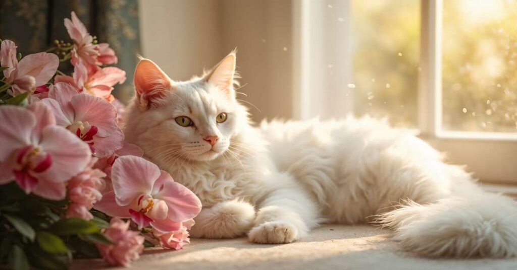 The elegant Chantilly cat, known for its striking coat and affectionate nature, captivates with its playful demeanor and loving companionship.